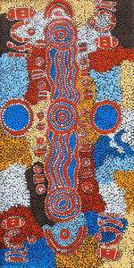 Aboriginal Artwork by Pamela Nangala Sampson, Ngapa Jukurrpa (Water Dreaming) - Puyurru, 61x30cm - ART ARK®