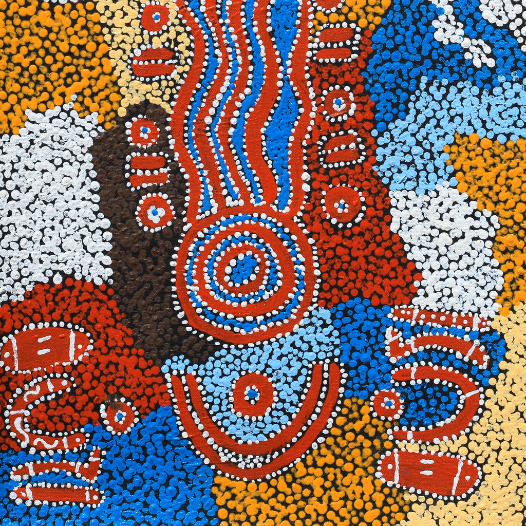 Aboriginal Art by Pamela Nangala Sampson, Ngapa Jukurrpa (Water Dreaming) - Puyurru, 61x30cm - ART ARK®