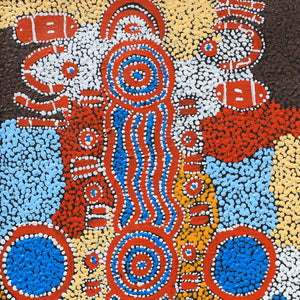 Aboriginal Artwork by Pamela Nangala Sampson, Ngapa Jukurrpa (Water Dreaming) - Puyurru, 61x30cm - ART ARK®