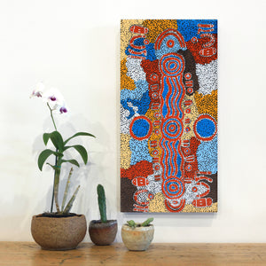 Aboriginal Art by Pamela Nangala Sampson, Ngapa Jukurrpa (Water Dreaming) - Puyurru, 61x30cm - ART ARK®