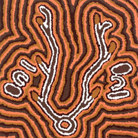 Aboriginal Artwork by Pamela Napurrurla Walker, Yarla Jukurrpa (Bush Potato Dreaming) - Cockatoo Creek, 30x30cm
