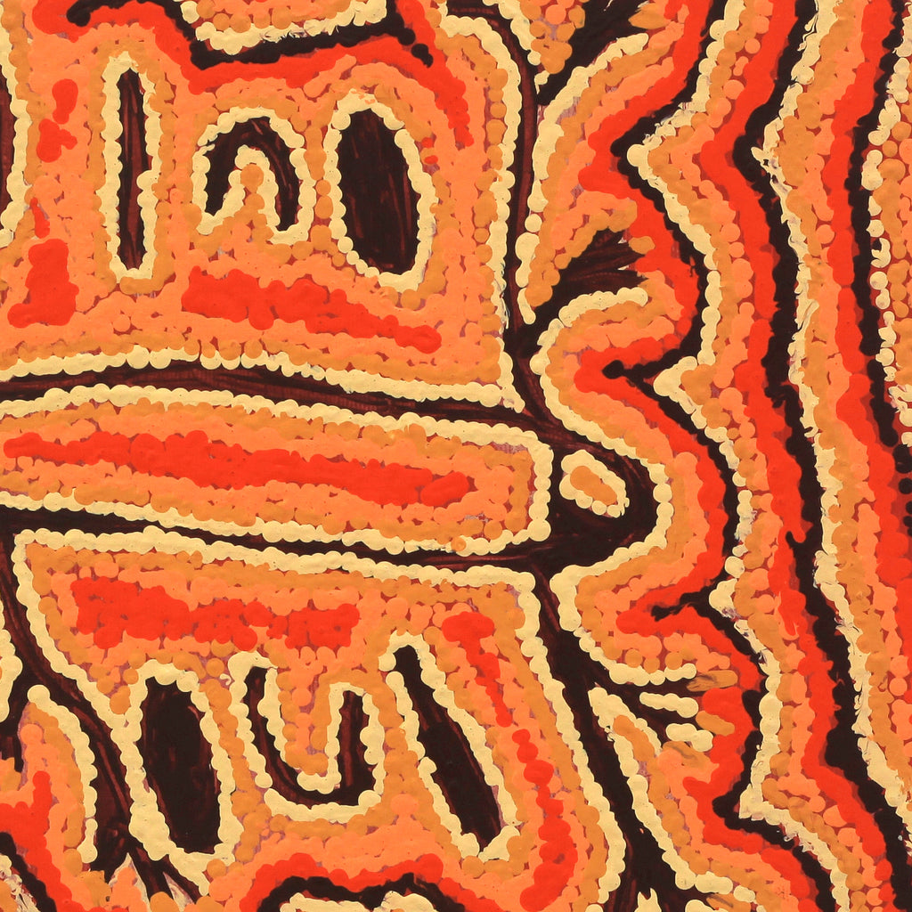 Aboriginal Artwork by Pamela Napurrurla Walker, Yarla Jukurrpa (Bush Potato Dreaming) - Cockatoo Creek, 30x30cm