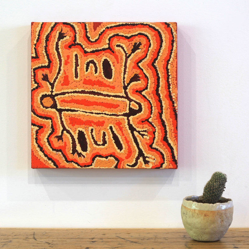 Aboriginal Artwork by Pamela Napurrurla Walker, Yarla Jukurrpa (Bush Potato Dreaming) - Cockatoo Creek, 30x30cm