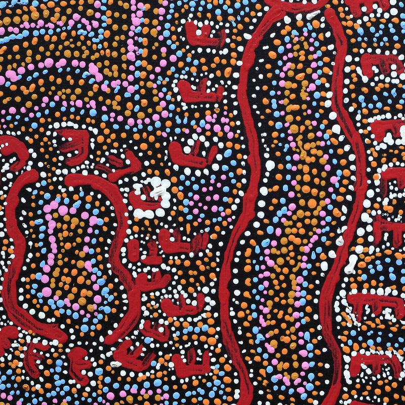Aboriginal Artwork by Pamela Napurrurla Walker, Janganpa Jukurrpa (Brush-tail Possum Dreaming) - Mawurrji, 30x30cm