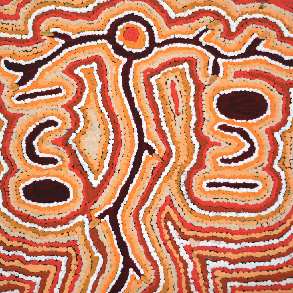 Aboriginal Art by Pamela Napurrurla Walker, Yarla Jukurrpa (Bush Potato Dreaming) - Cockatoo Creek, 30x30cm - ART ARK®