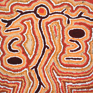 Aboriginal Artwork by Pamela Napurrurla Walker, Yarla Jukurrpa (Bush Potato Dreaming) - Cockatoo Creek, 30x30cm - ART ARK®