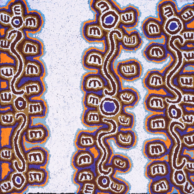 Aboriginal Artwork by Pamela Napurrurla Walker, Janganpa Jukurrpa (Brush-tail Possum Dreaming) - Mawurrji, 46x46cm