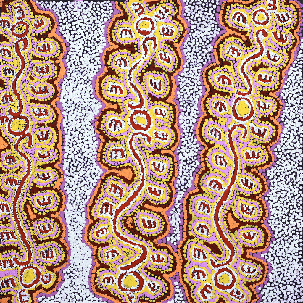 Aboriginal Artwork by Pamela Napurrurla Walker, Janganpa Jukurrpa (Brush-tail Possum Dreaming) - Mawurrji, 46x46cm