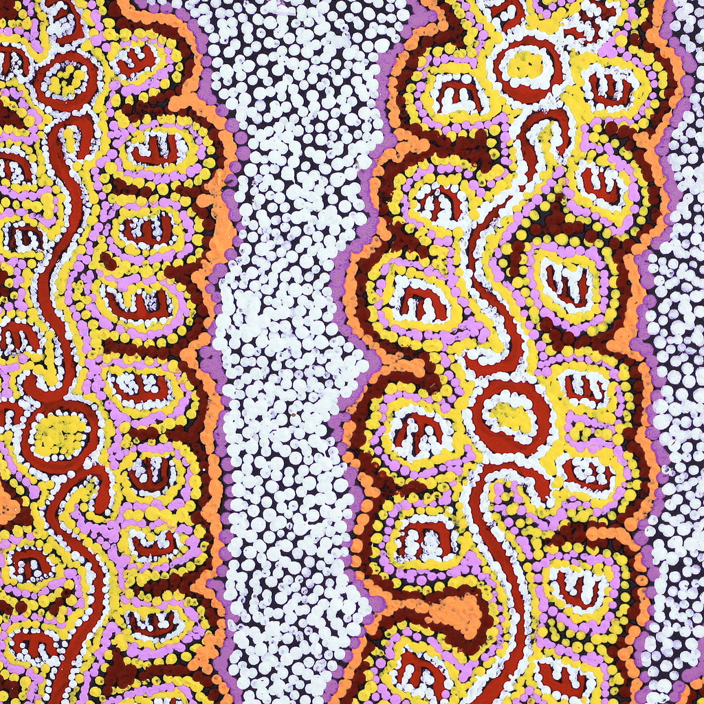 Aboriginal Artwork by Pamela Napurrurla Walker, Janganpa Jukurrpa (Brush-tail Possum Dreaming) - Mawurrji, 46x46cm