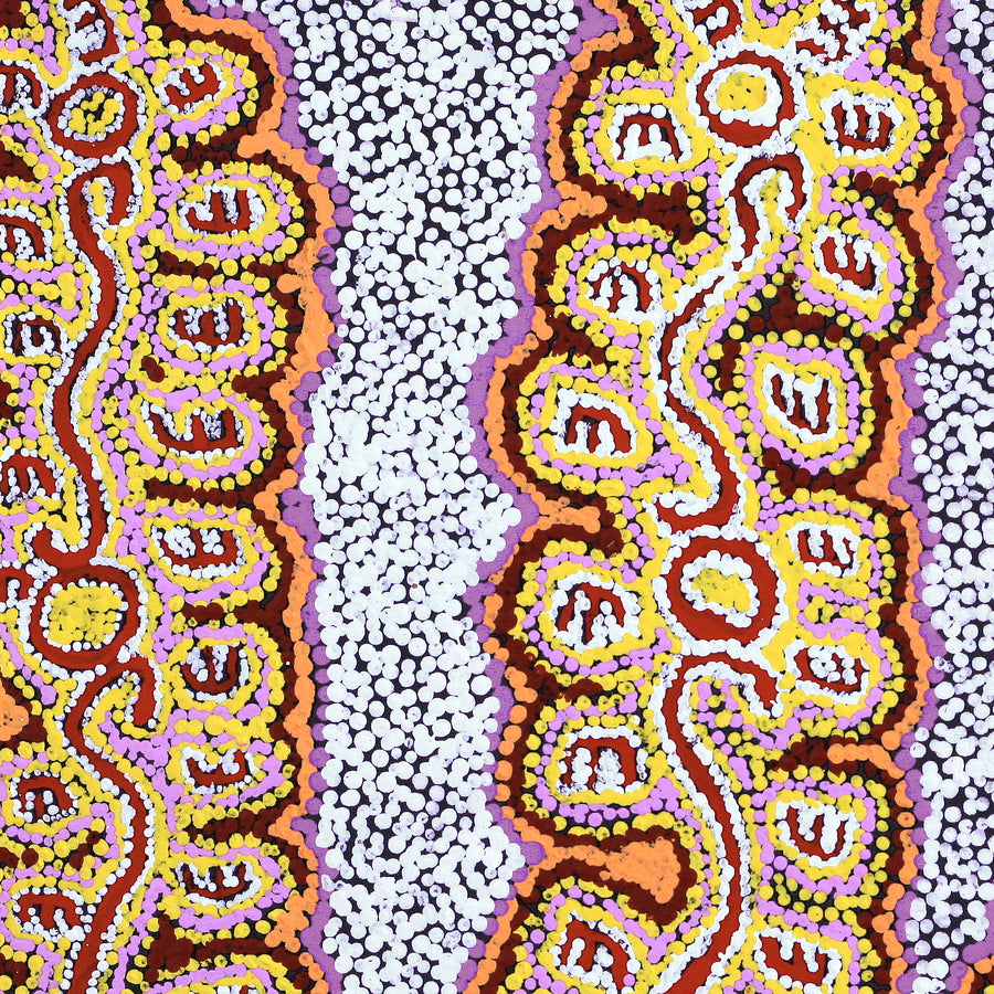 Aboriginal Artwork by Pamela Napurrurla Walker, Janganpa Jukurrpa (Brush-tail Possum Dreaming) - Mawurrji, 46x46cm