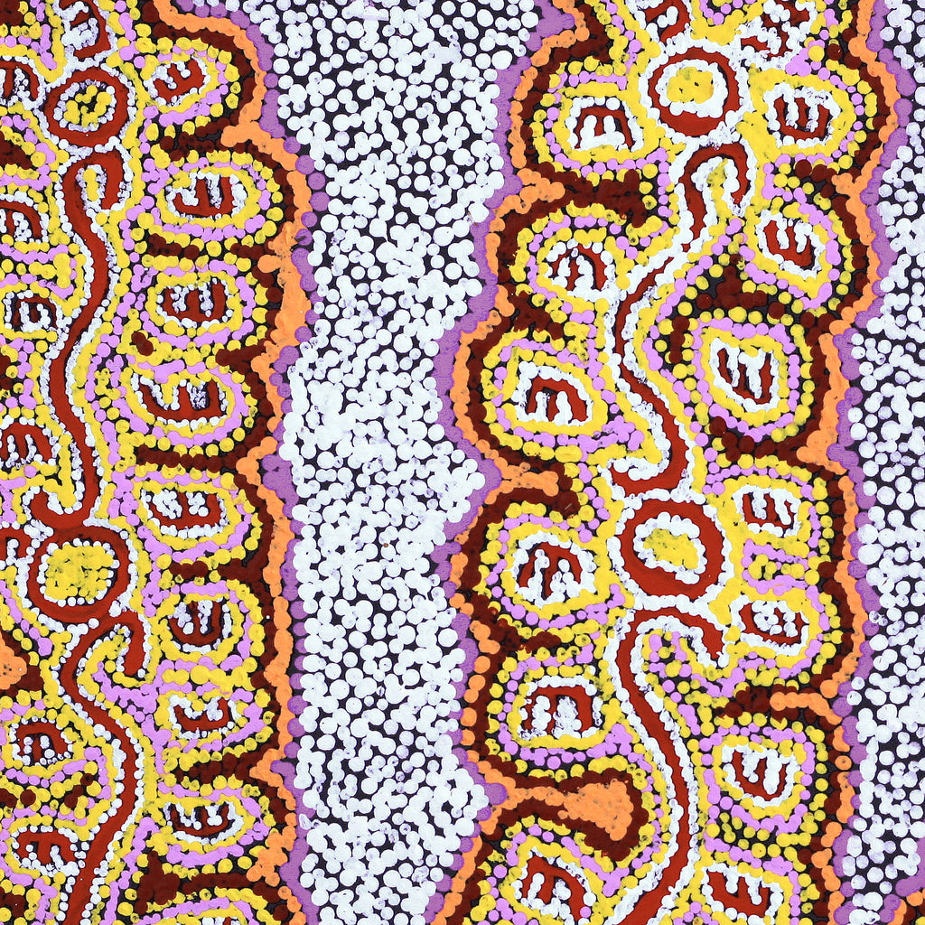 Aboriginal Artwork by Pamela Napurrurla Walker, Janganpa Jukurrpa (Brush-tail Possum Dreaming) - Mawurrji, 46x46cm - ART ARK®