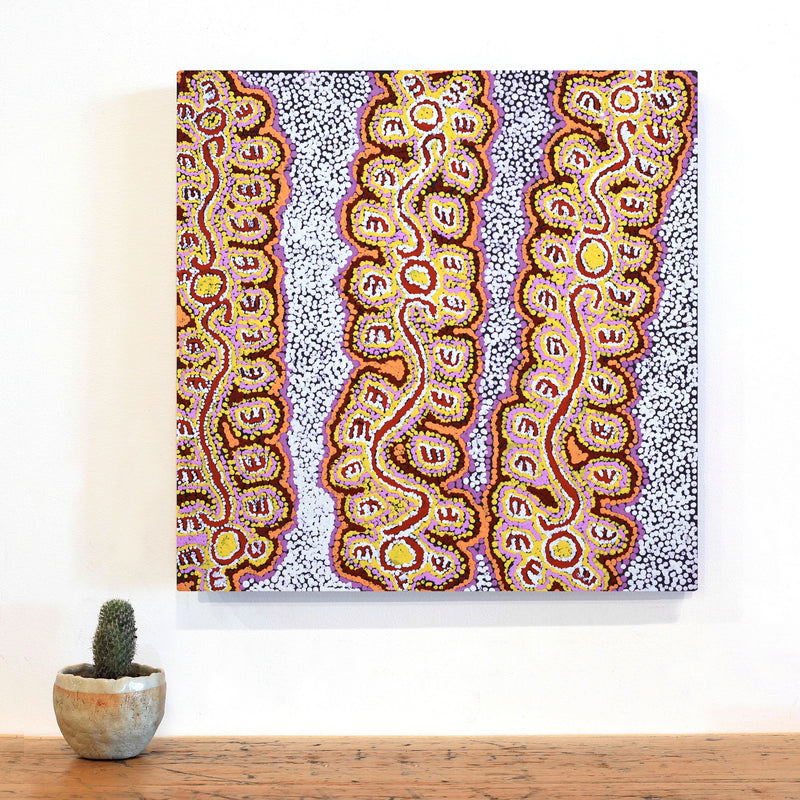 Aboriginal Artwork by Pamela Napurrurla Walker, Janganpa Jukurrpa (Brush-tail Possum Dreaming) - Mawurrji, 46x46cm