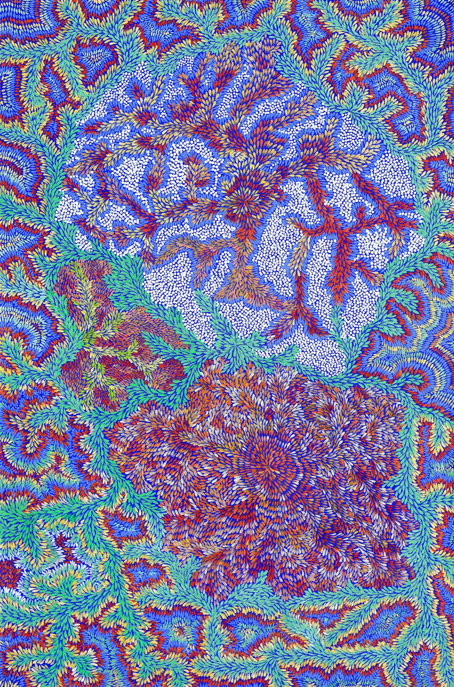 Aboriginal Artwork by Patricia Multa, Bush flowers and seeds, 120x80cm