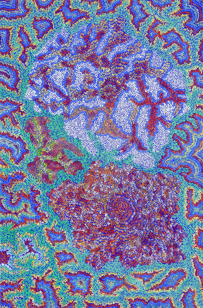 Aboriginal Artwork by Patricia Multa, Bush flowers and seeds, 120x80cm