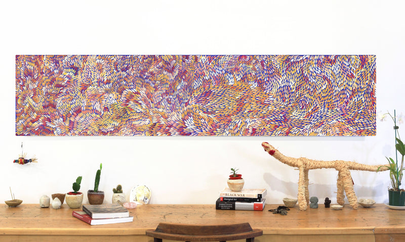 Aboriginal Artwork by Patricia Multa, Ininti at Muruntji, 182x40cm
