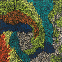 Aboriginal Artwork by Patricia Multa, Bush flowers and seeds, 60x60cm