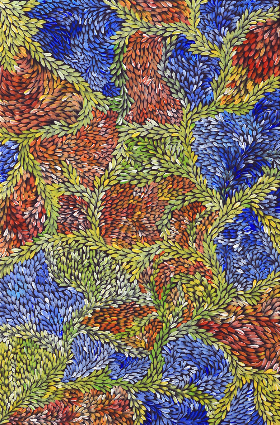 Aboriginal Artwork by Patricia Multa, Bush flowers and seeds, 90x60cm