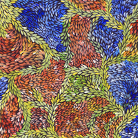 Aboriginal Artwork by Patricia Multa, Bush flowers and seeds, 90x60cm