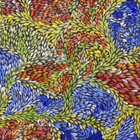 Aboriginal Artwork by Patricia Multa, Bush flowers and seeds, 90x60cm