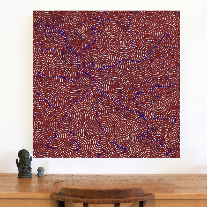 Aboriginal Artwork by Patrick Japangardi Williams, Mina Mina Jukurrpa (Mina Mina Dreaming), 91x91cm
