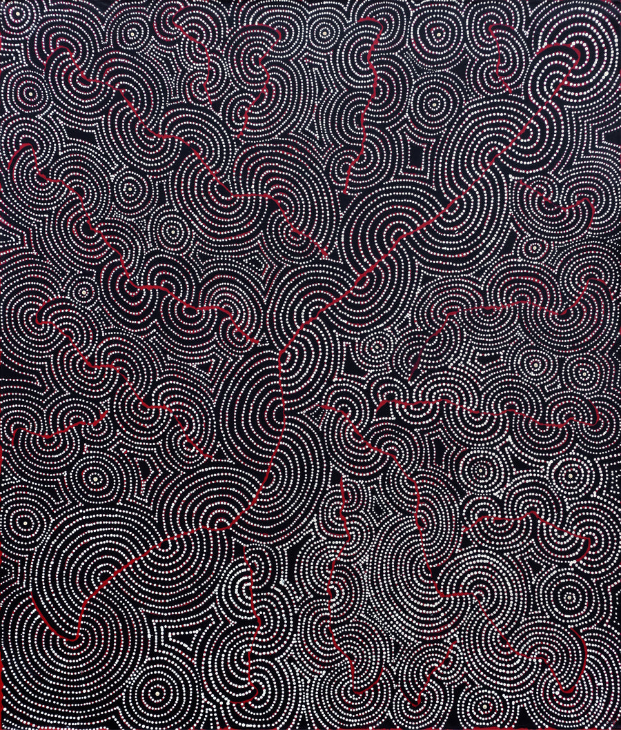 Aboriginal Artwork by Patrick Japangardi Williams, Mina Mina Jukurrpa (Mina Mina Dreaming) - Janyinki, 107x91cm