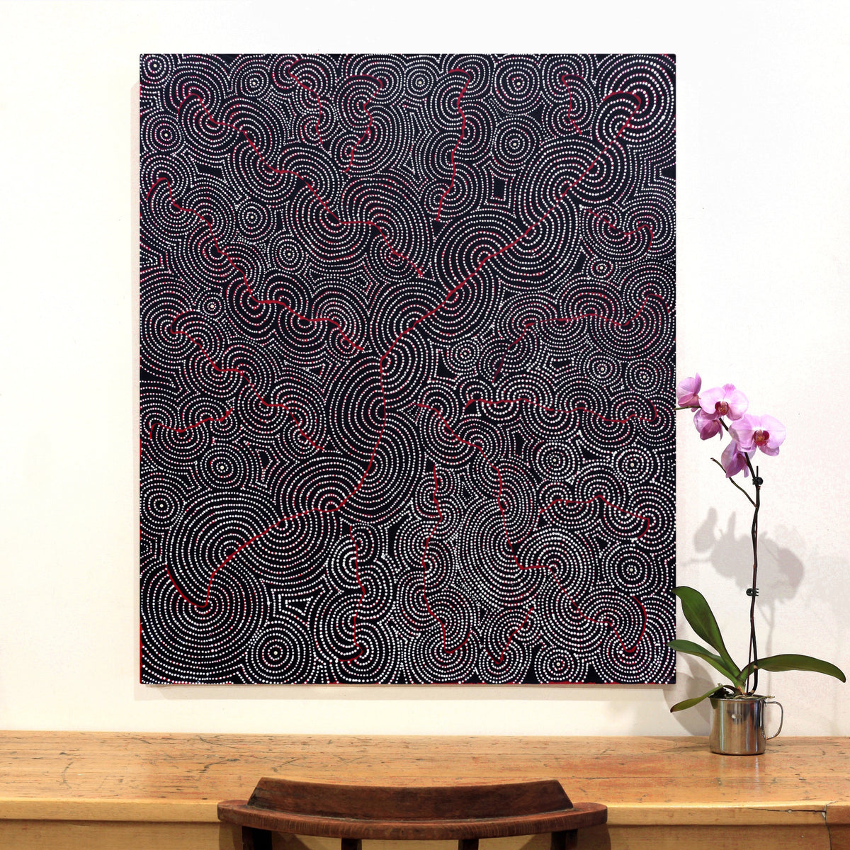 Aboriginal Artwork by Patrick Japangardi Williams, Mina Mina Jukurrpa (Mina Mina Dreaming) - Janyinki, 107x91cm