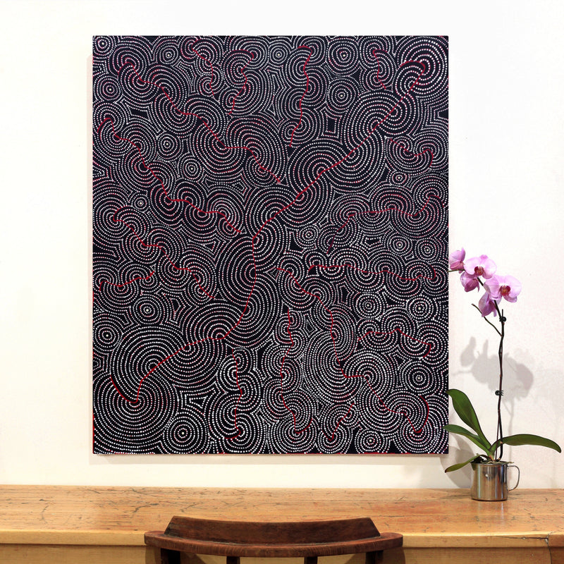 Aboriginal Artwork by Patrick Japangardi Williams, Mina Mina Jukurrpa (Mina Mina Dreaming) - Janyinki, 107x91cm