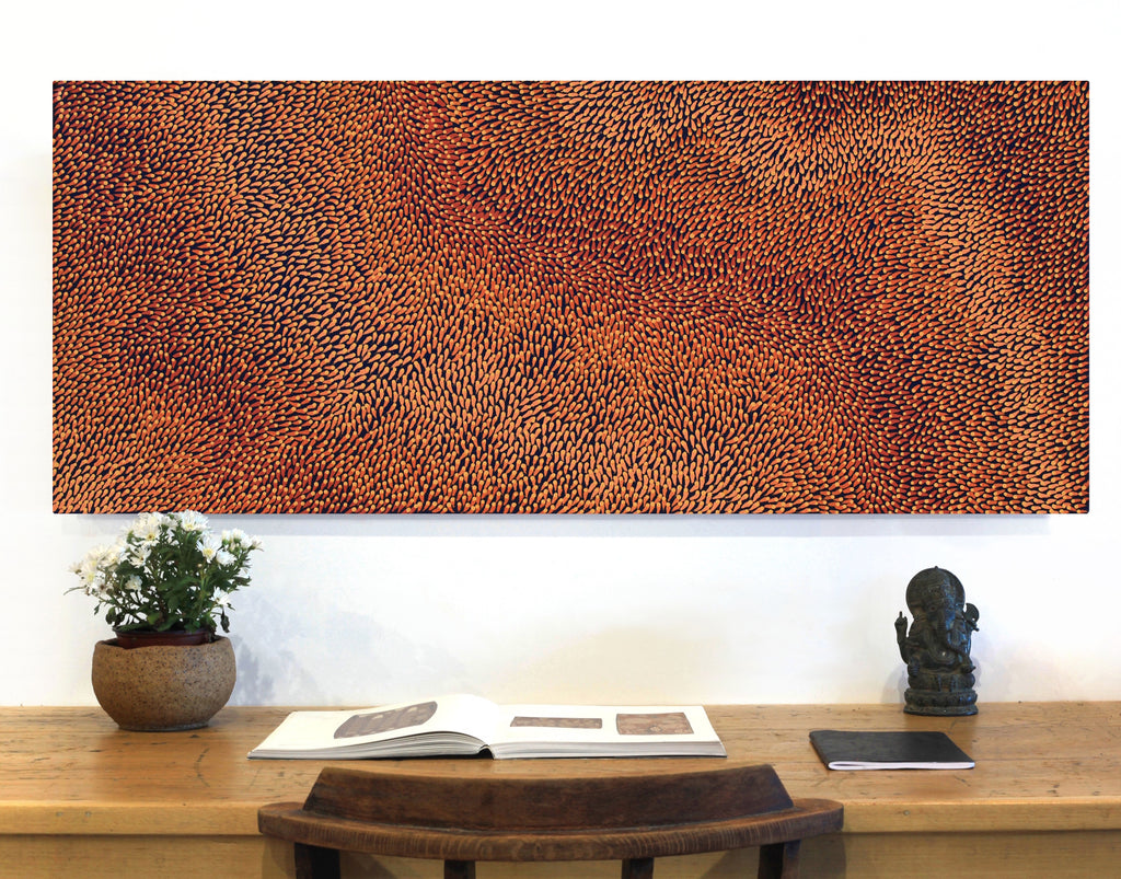 Aboriginal Artwork by Pauline Coombes, Bushfire painting, 122x51cm - ART ARK®