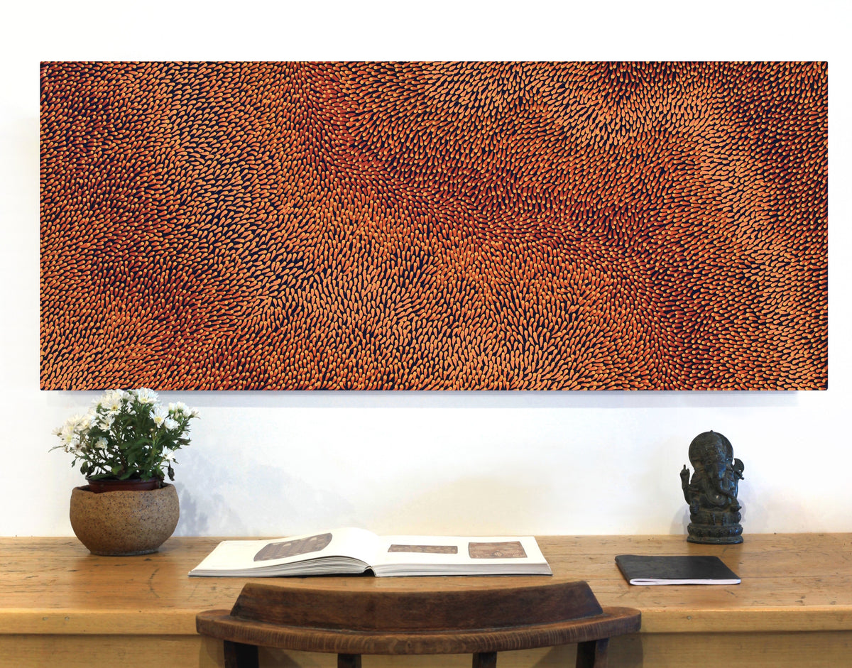 Aboriginal Art by Pauline Coombes, Bushfire painting, 122x51cm - ART ARK®