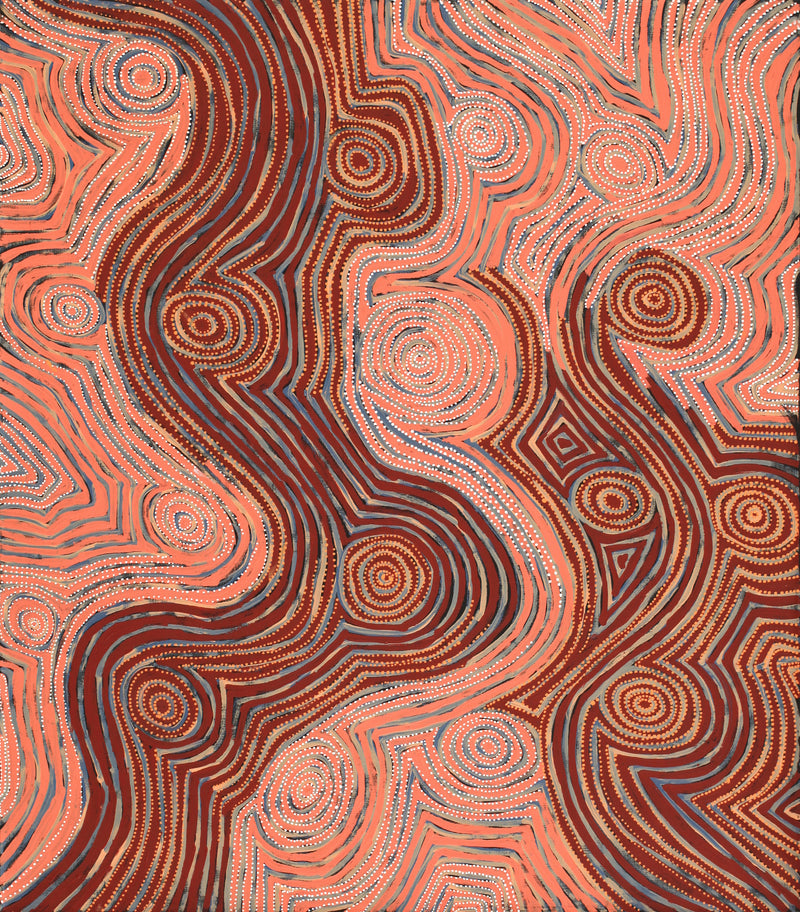 Aboriginal Artwork by Pauline Napangardi Gallagher, Mina Mina Jukurrpa, 122x107cm