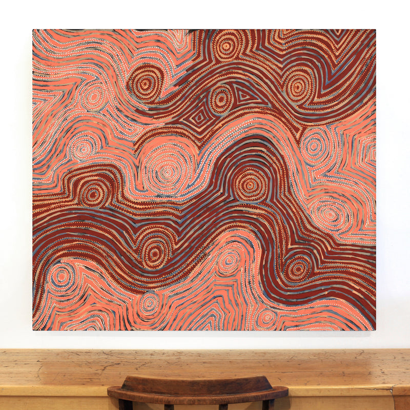 Aboriginal Artwork by Pauline Napangardi Gallagher, Mina Mina Jukurrpa, 122x107cm