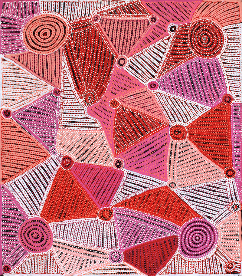 Aboriginal Artwork by Pauline Napangardi Gallagher, Mina Mina Jukurrpa, 122x107cm