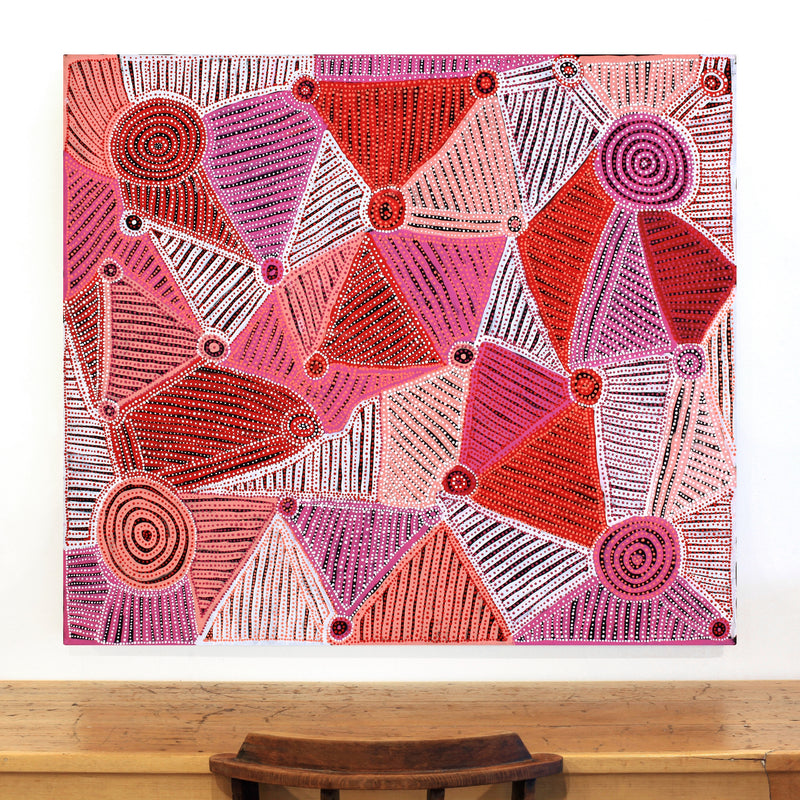 Aboriginal Artwork by Pauline Napangardi Gallagher, Mina Mina Jukurrpa, 122x107cm