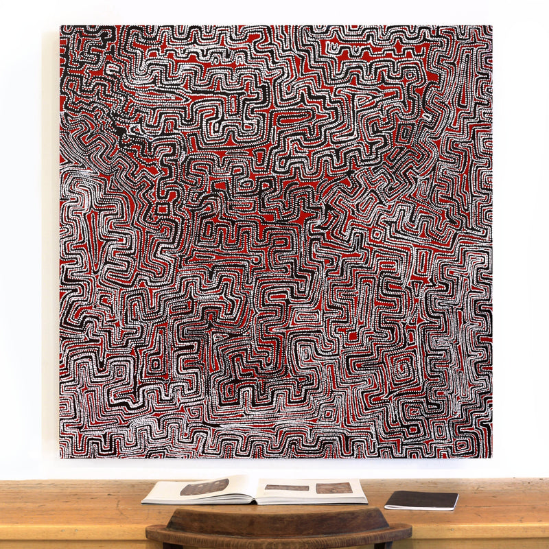 Aboriginal Artwork by Pauline Napangardi Gallagher, Lukarrara Jukurrpa, 122x122cm