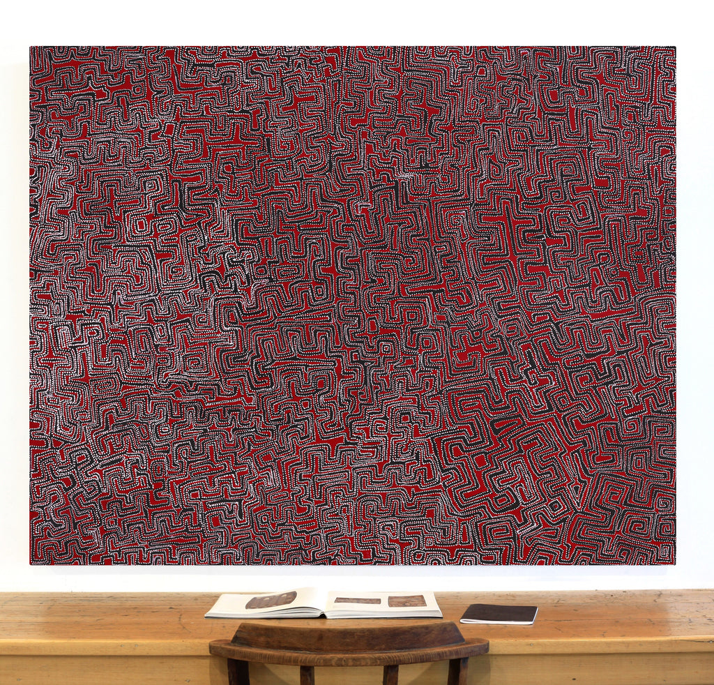 Aboriginal Artwork by Pauline Napangardi Gallagher, Lukarrara Jukurrpa, 152x122cm