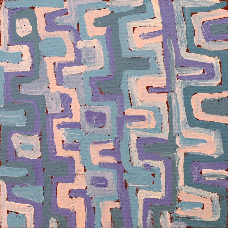 Aboriginal Artwork by Pauline Napangardi Gallagher, Lukarrara Jukurrpa (Desert Fringe-rush Seed Dreaming), 30x30cm