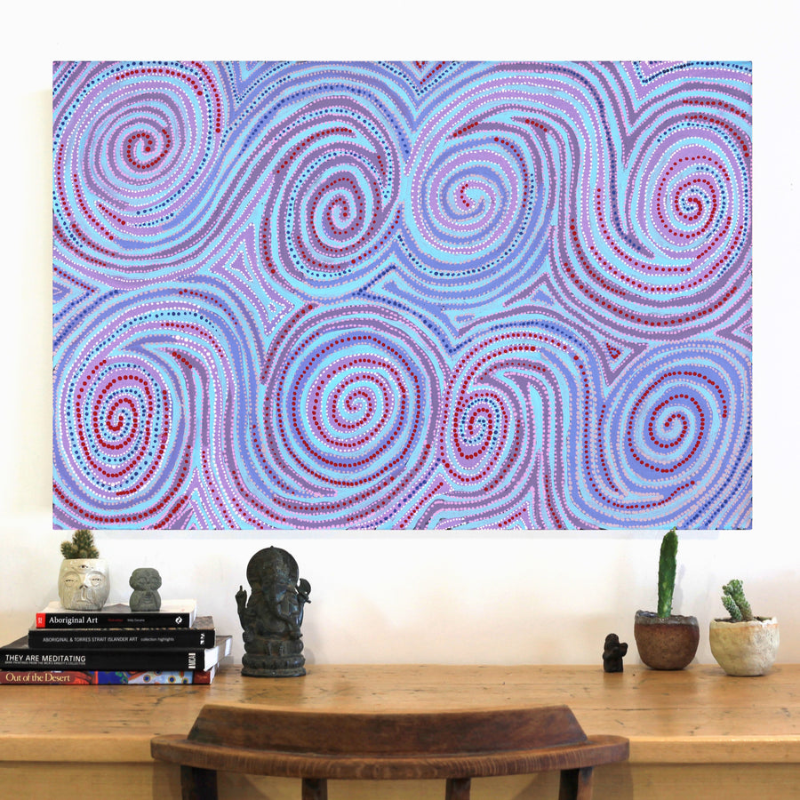 Aboriginal Artwork by Pauline Napangardi Gallagher, Mina Mina Jukurrpa, 91x61cm