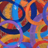 Aboriginal Artwork by Pauline Nampijinpa Singleton, Yankirri Jukurrpa (Emu Dreaming) - Ngarlikurlangu, 122x107cm