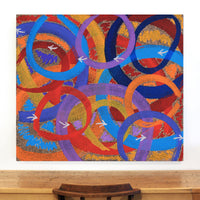 Aboriginal Artwork by Pauline Nampijinpa Singleton, Yankirri Jukurrpa (Emu Dreaming) - Ngarlikurlangu, 122x107cm