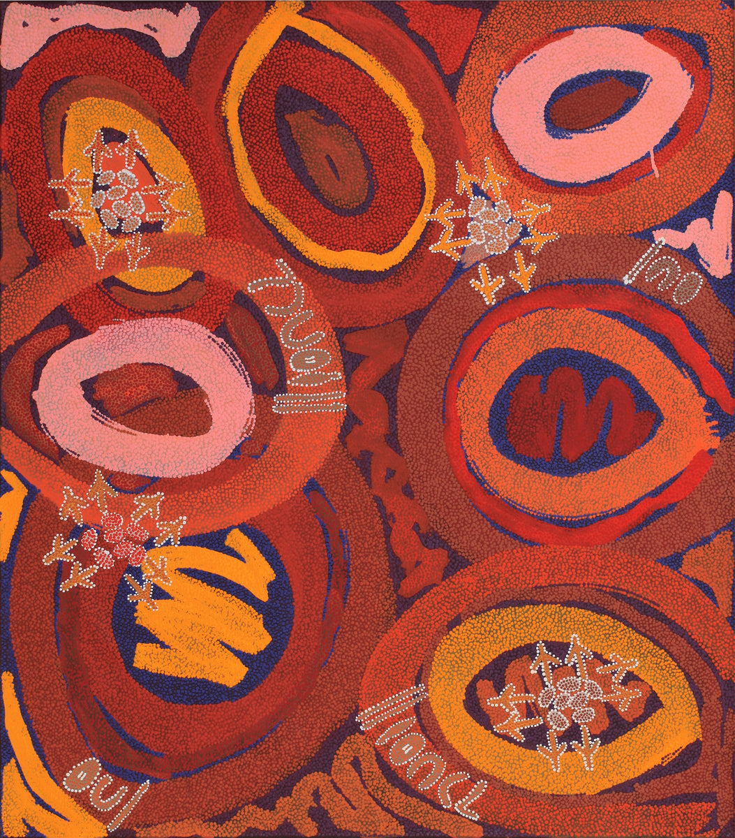 Aboriginal Art by Pauline Nampijinpa Singleton, Yankirri Jukurrpa (Emu Dreaming) - Ngarlikurlangu, 122x107cm - ART ARK®