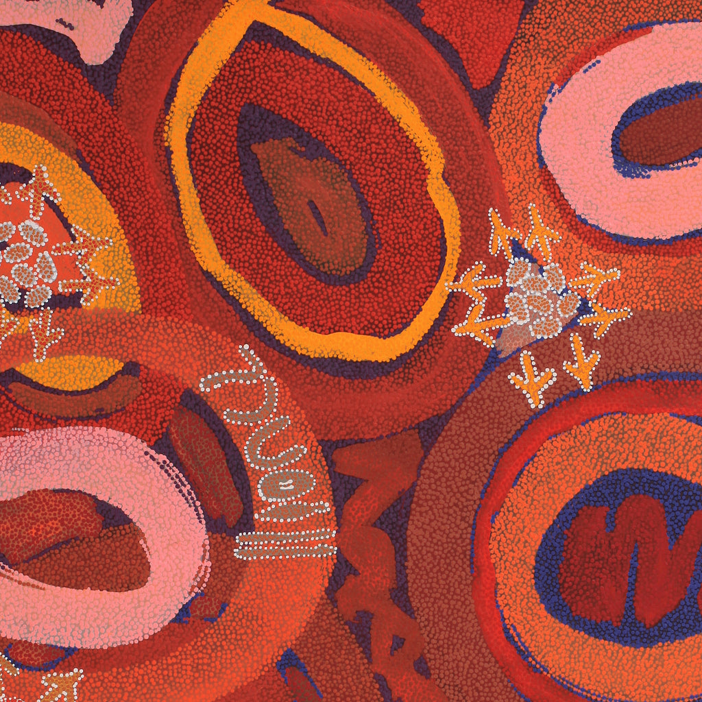 Aboriginal Artwork by Pauline Nampijinpa Singleton, Yankirri Jukurrpa (Emu Dreaming) - Ngarlikurlangu, 122x107cm