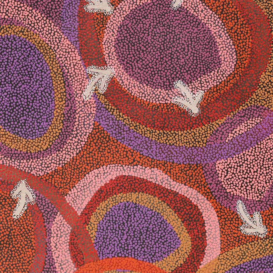 Aboriginal Artwork by Pauline Nampijinpa Singleton, Yankirri Jukurrpa (Emu Dreaming) - Ngarlikurlangu, 152x61cm