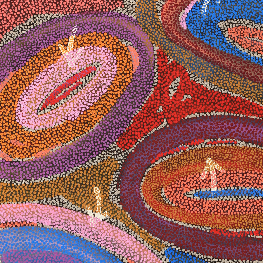 Aboriginal Artwork by Pauline Nampijinpa Singleton, Yankirri Jukurrpa (Emu Dreaming) - Ngarlikurlangu, 91x61cm