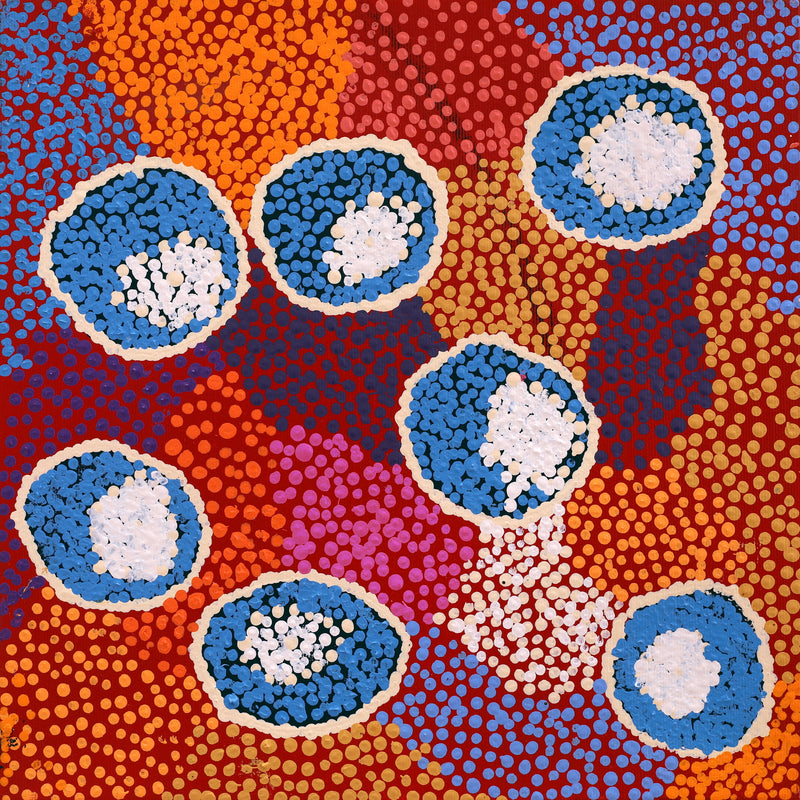 Aboriginal Artwork by Pamela Napurrurla Walker, Janganpa Jukurrpa (Brush-tail Possum Dreaming) - Mawurrji, 30x30cm