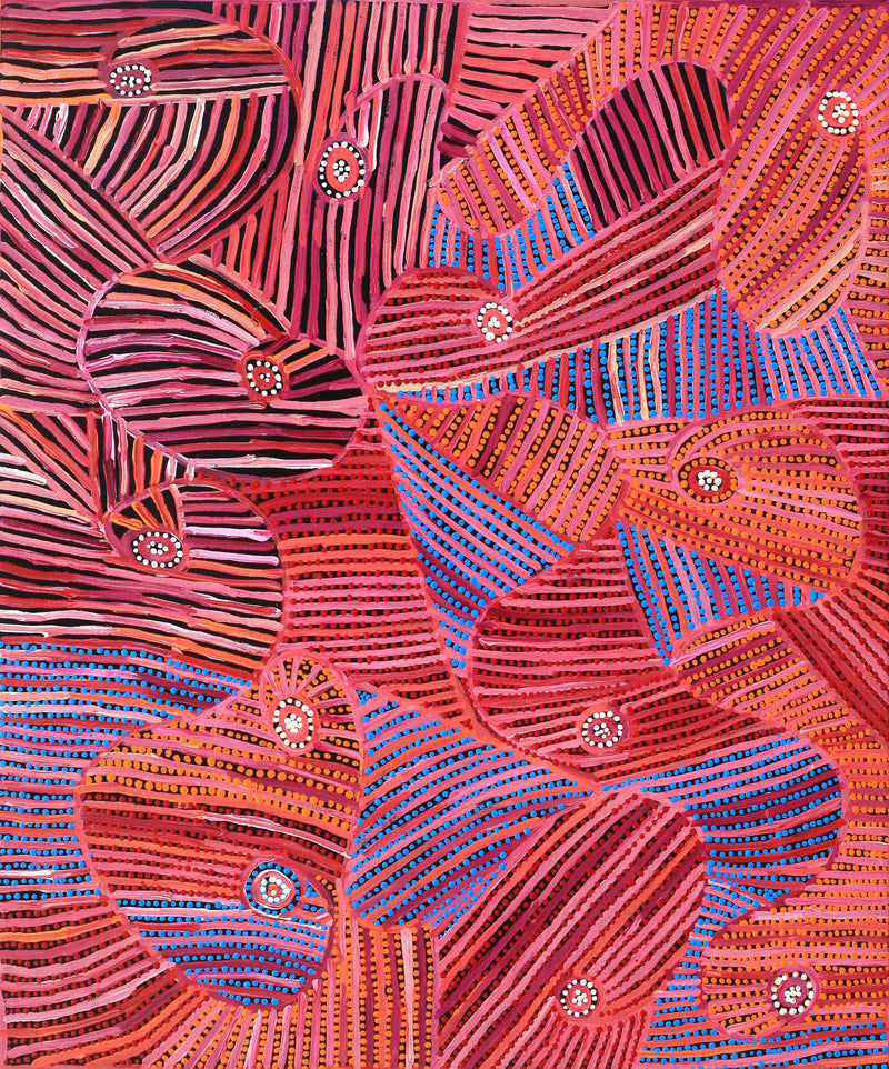 Aboriginal Artwork by Pauline Napangardi Gallagher, Mina Mina Jukurrpa, 91x76cm