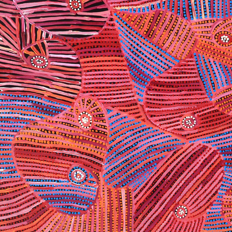 Aboriginal Artwork by Pauline Napangardi Gallagher, Mina Mina Jukurrpa, 91x76cm
