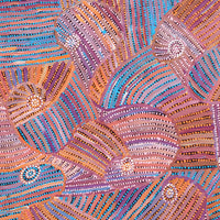 Aboriginal Artwork by Pauline Napangardi Gallagher, Mina Mina Jukurrpa, 107x107cm