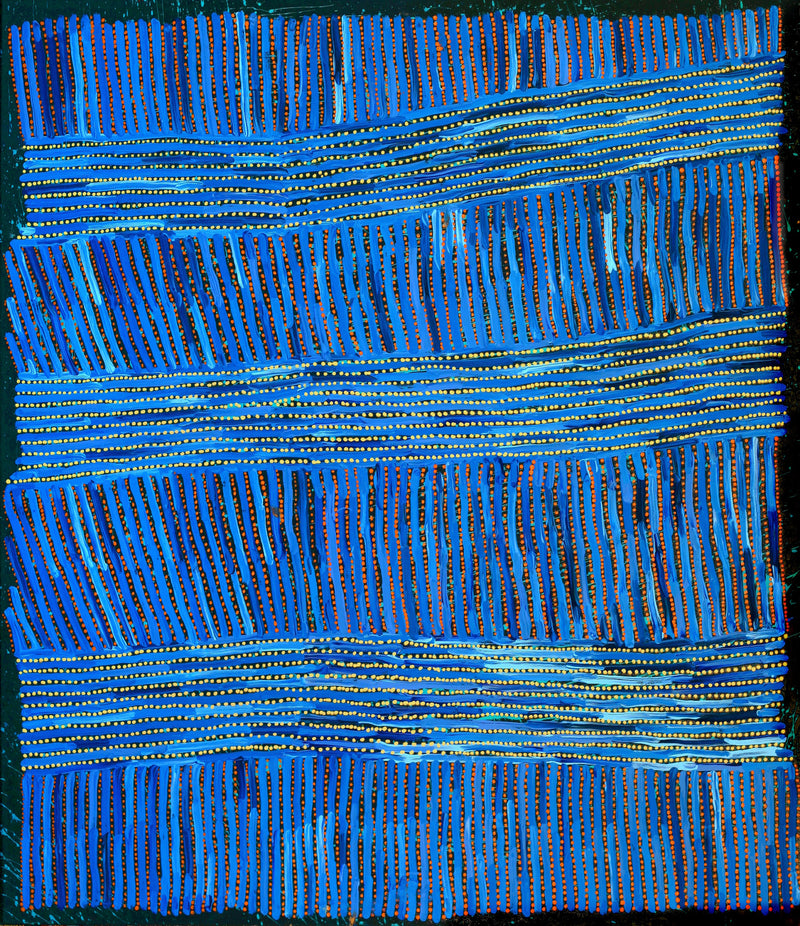 Aboriginal Artwork by Pauline Napangardi Gallagher, Mina Mina Jukurrpa, 107x91cm