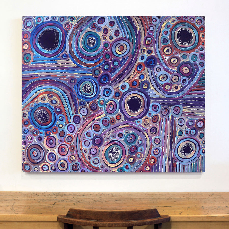 Aboriginal Artwork by Pauline Napangardi Gallagher, Mina Mina Jukurrpa, 107x91cm