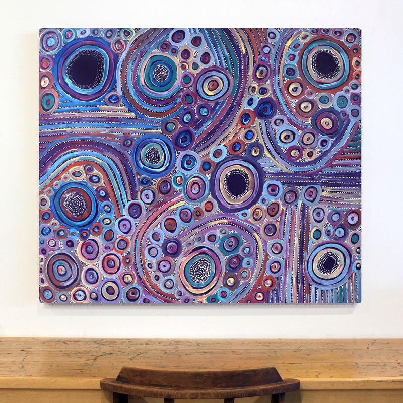 Aboriginal Artwork by Pauline Napangardi Gallagher, Mina Mina Jukurrpa, 107x91cm